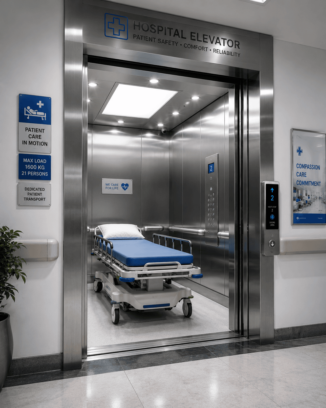 Hospital Elevator — precision lifts for critical healthcare environments — Asco Elevator Chennai, Tamil Nadu